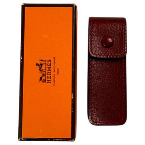 Vintage Hermes Leather Lipstick Case + Original Box Gum Holder Coin Purse Paris